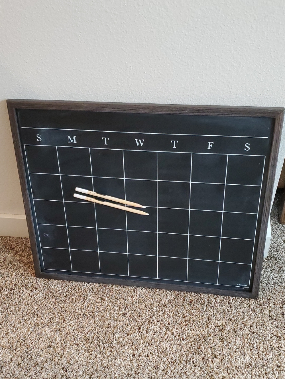 Framed Chalkboard Monthly Calendar - Black
